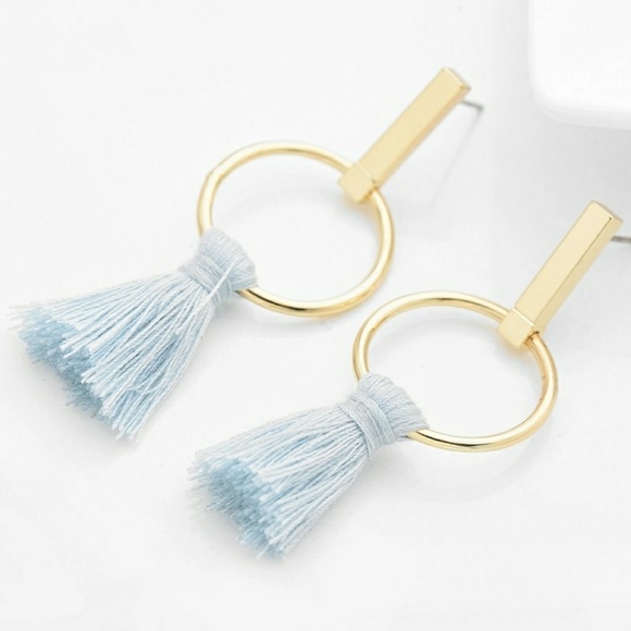 Blue Tassel Earrings - Picture 4 of 6