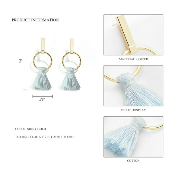 Blue Tassel Earrings - Picture 5 of 6