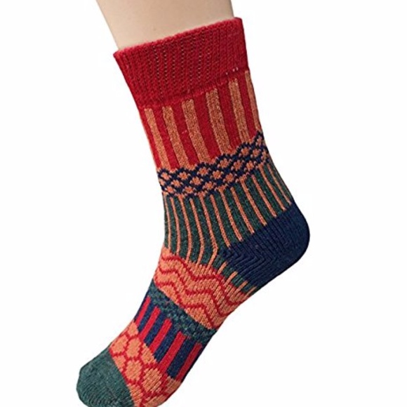 Womens 5 Pairs Vintage Style Thick Knitting Socks - Picture 3 of 3