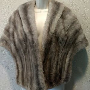 RARE Vintage Silver Mink Stole Cape