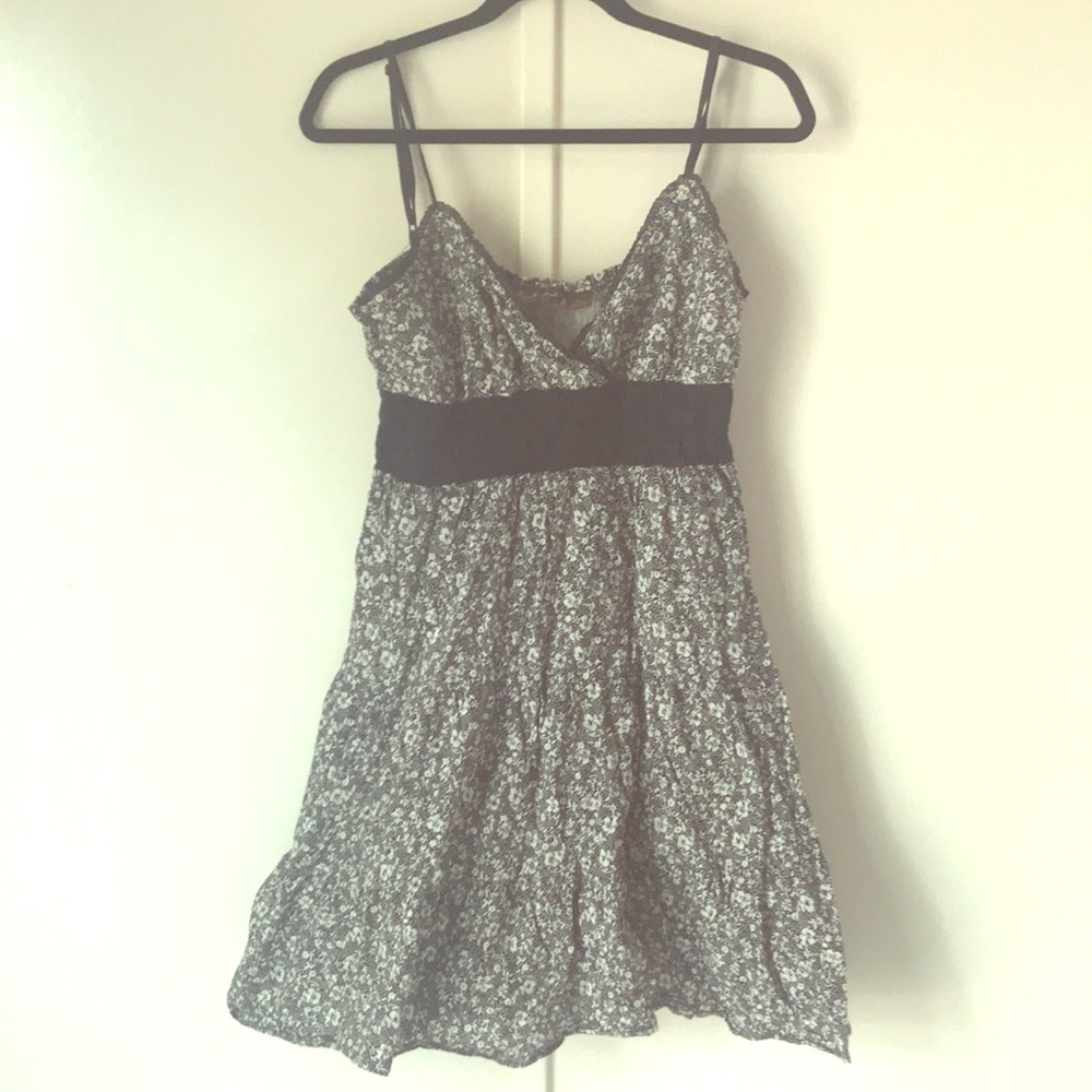 Black and white floral print sundress