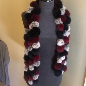 Rabbit Angora Scarf Gray Black Wine Fur Wrap