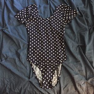 Navy polka dot body suit Modcloth