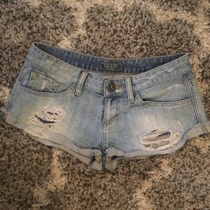 Distressed Guess Denim Shorts