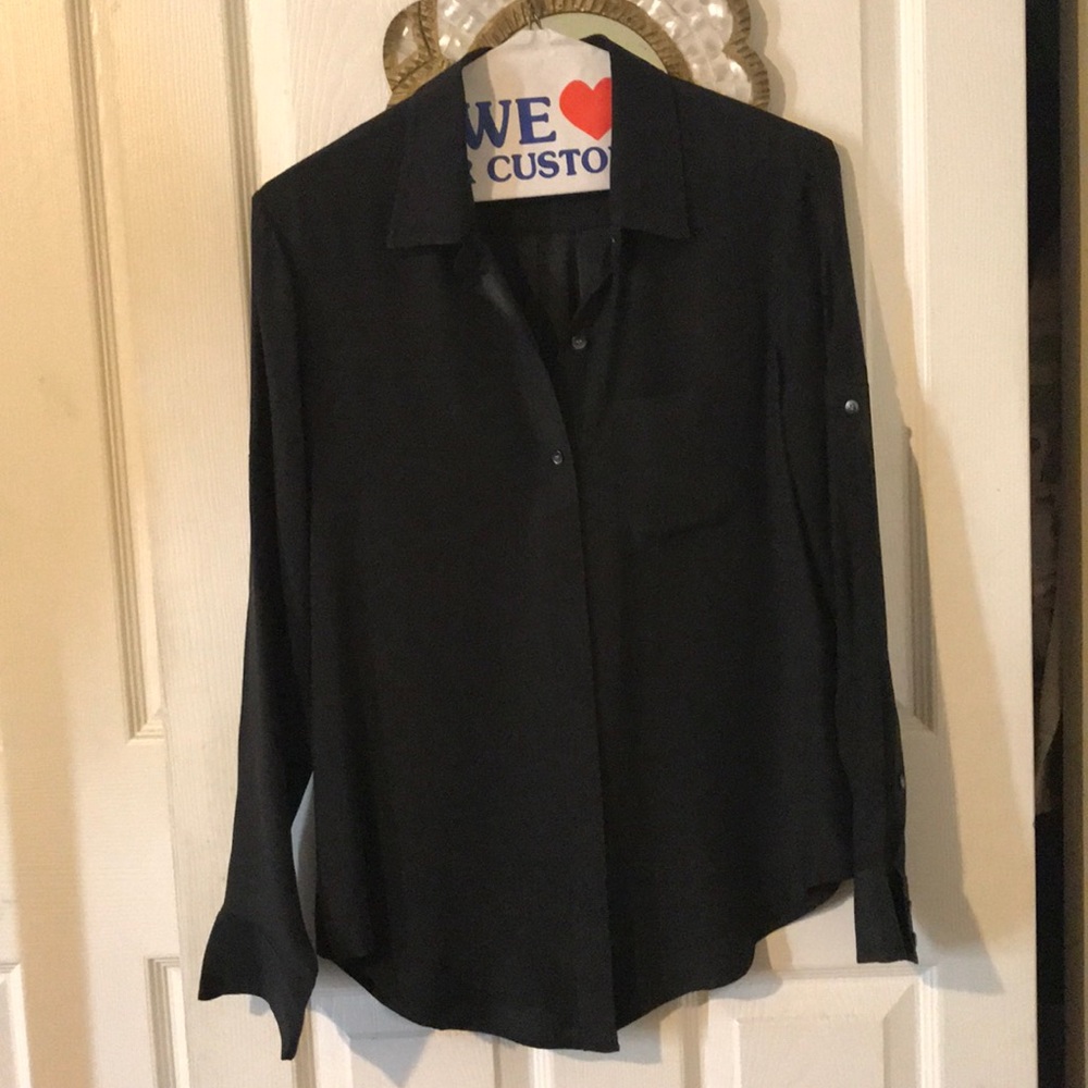 Madewell Broadway & Broome Black Silk Blouse