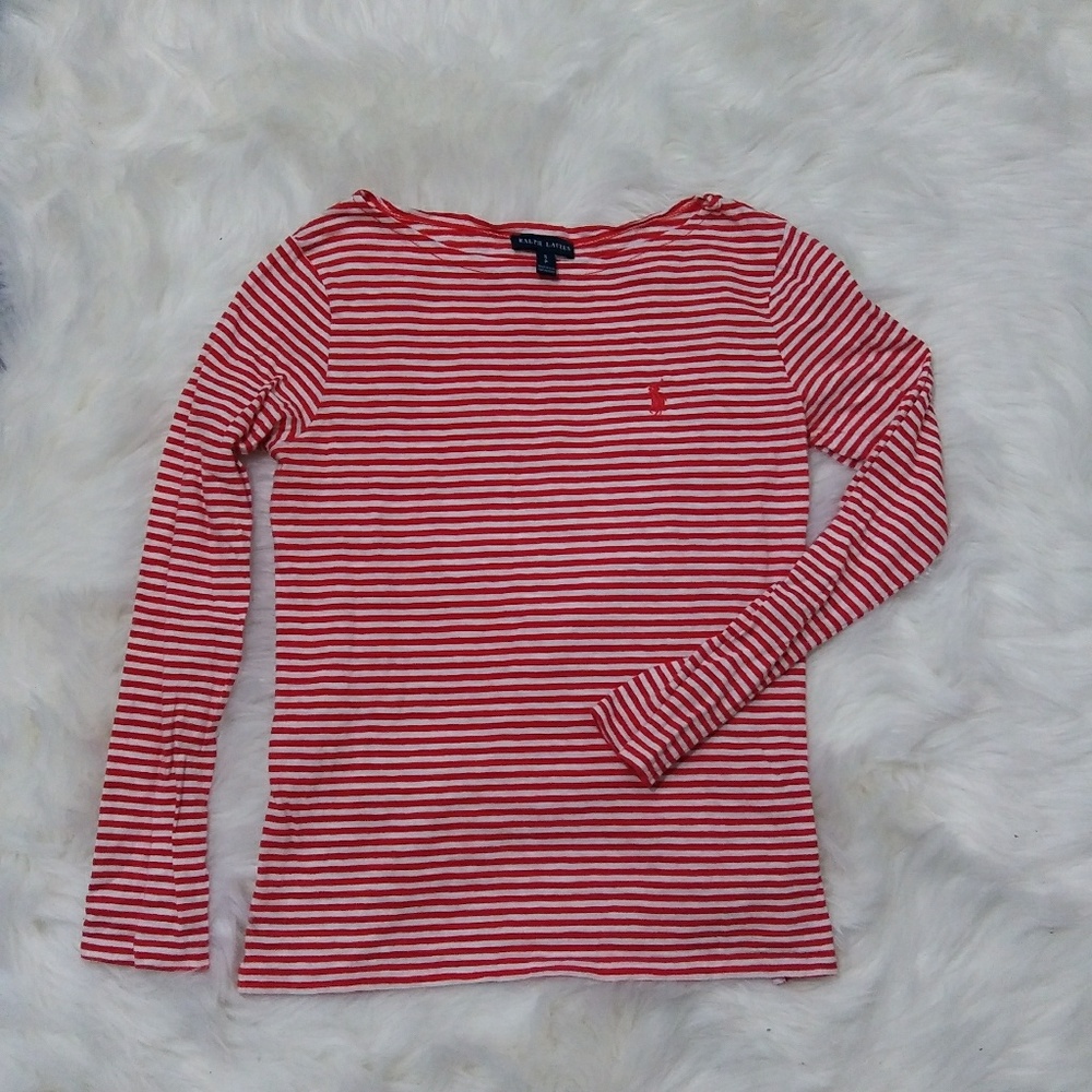 Ralph Lauren Red and White Striped Long Sleeve