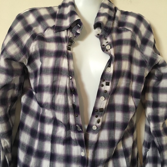 Free People plaid long sleeve shirt size small - Picture 2 of 8