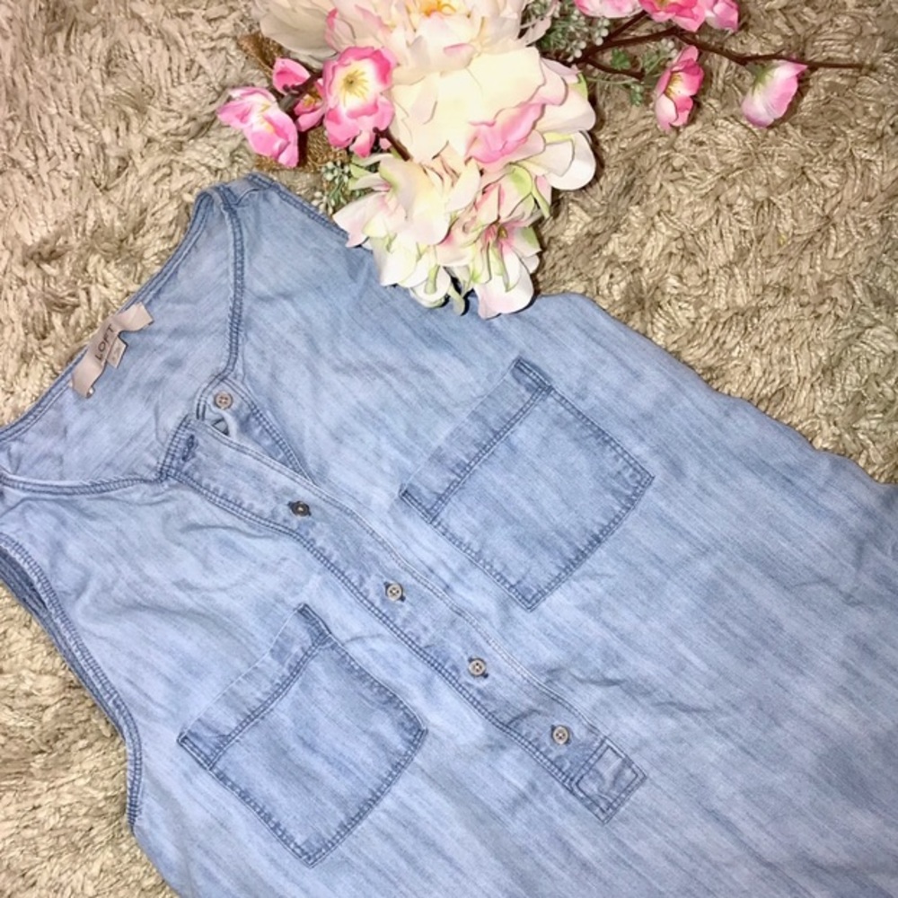 Loft sleeveless denim top.