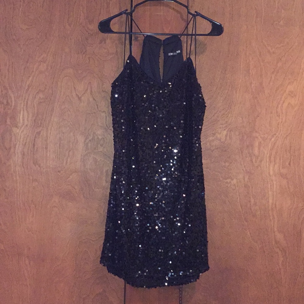 Black sequin cocktail dress