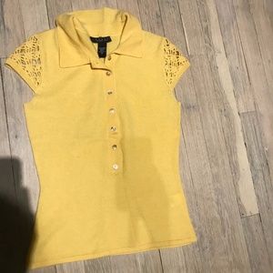 Yellow Cashmere LAUNDRY ShortSleeve Sweater