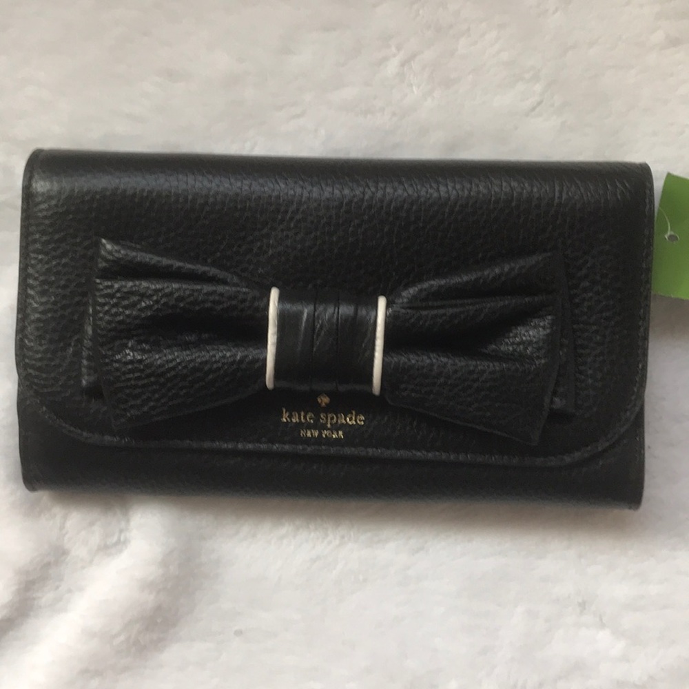 New with Tags Kate Spade Bow leather wallet clutch