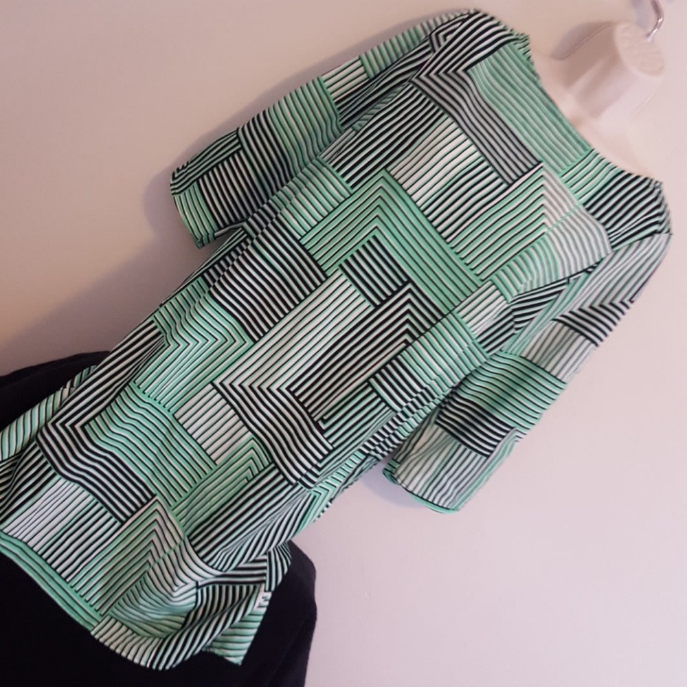 Green patterned career or cocktail dress