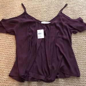 NWT cold shoulder burgundy top