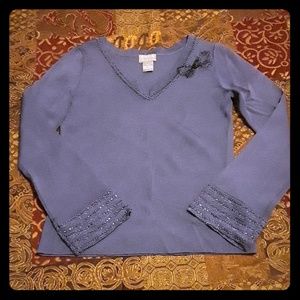 Sigrid Olsen size xs v-neck beaded top