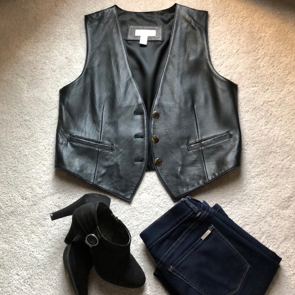 Lord& Taylor black leather Vest - Picture 3 of 6