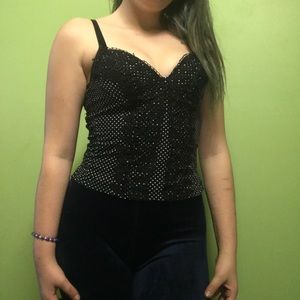 Black polka dot sexy tank