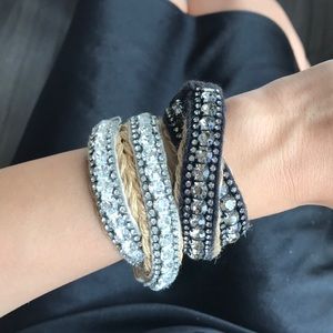 Juicy Couture Rhinestone Hemp Wrap Bracelets