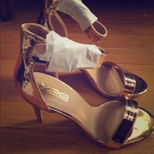 Brand new rose gold strappy heels