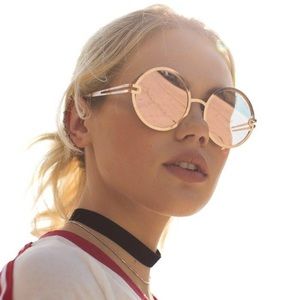 Quay Ukiyo Rose Gold round sunglasses