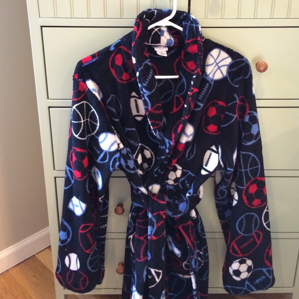 Boys fleece bathrobe- sports themed
