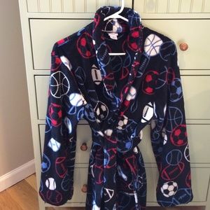 Boys fleece bathrobe- sports themed