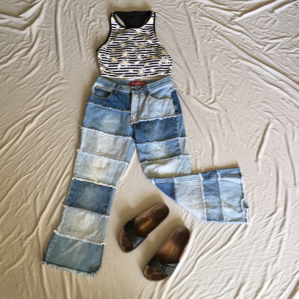 Denim Patch Ankle Hipster Jeans