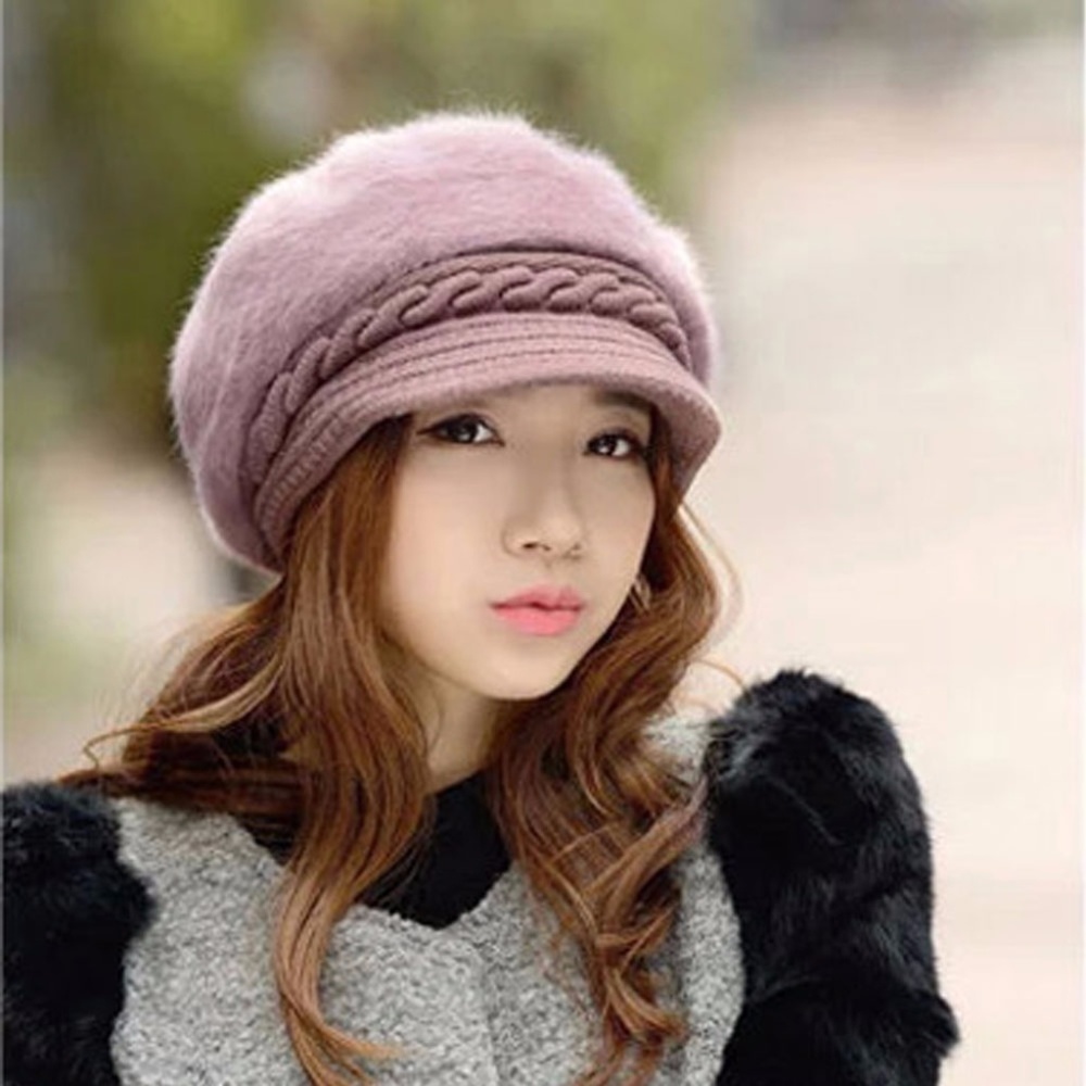 Women Girls Winter Warm Fluffy Wool Knit Hat - Picture 3 of 3