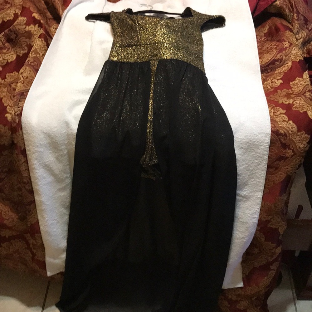 Black/ Gold Romper Dress