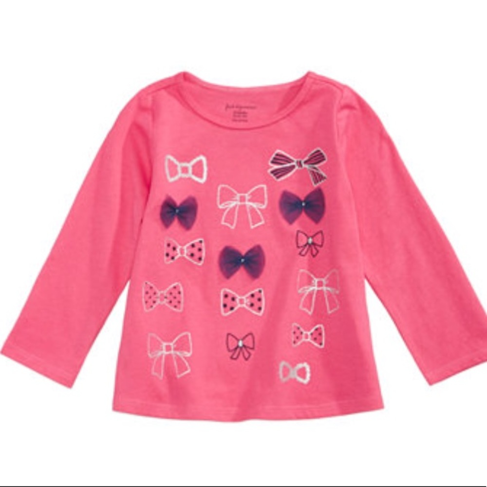 🎀 Adorable pink long sleeve top w/ navy bows 🎀
