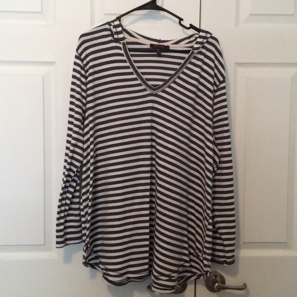 Gray & White Plus Size 3x Thermal Hooded Top