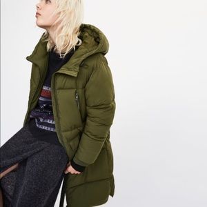 zara green puffer coat