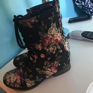 Floral combat boots