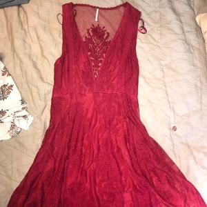 Beautiful delicate free people lace red dress