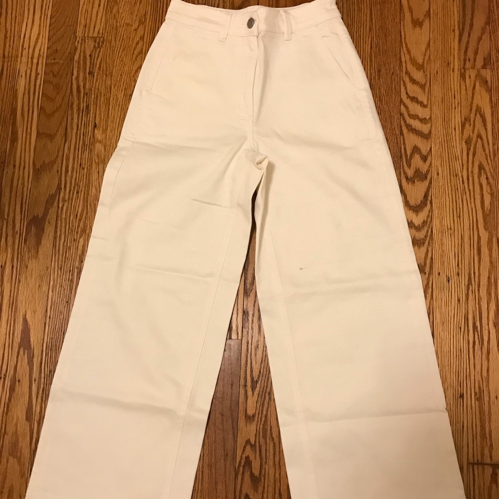 Everlane Wide Leg Crop pants in Bone size 2