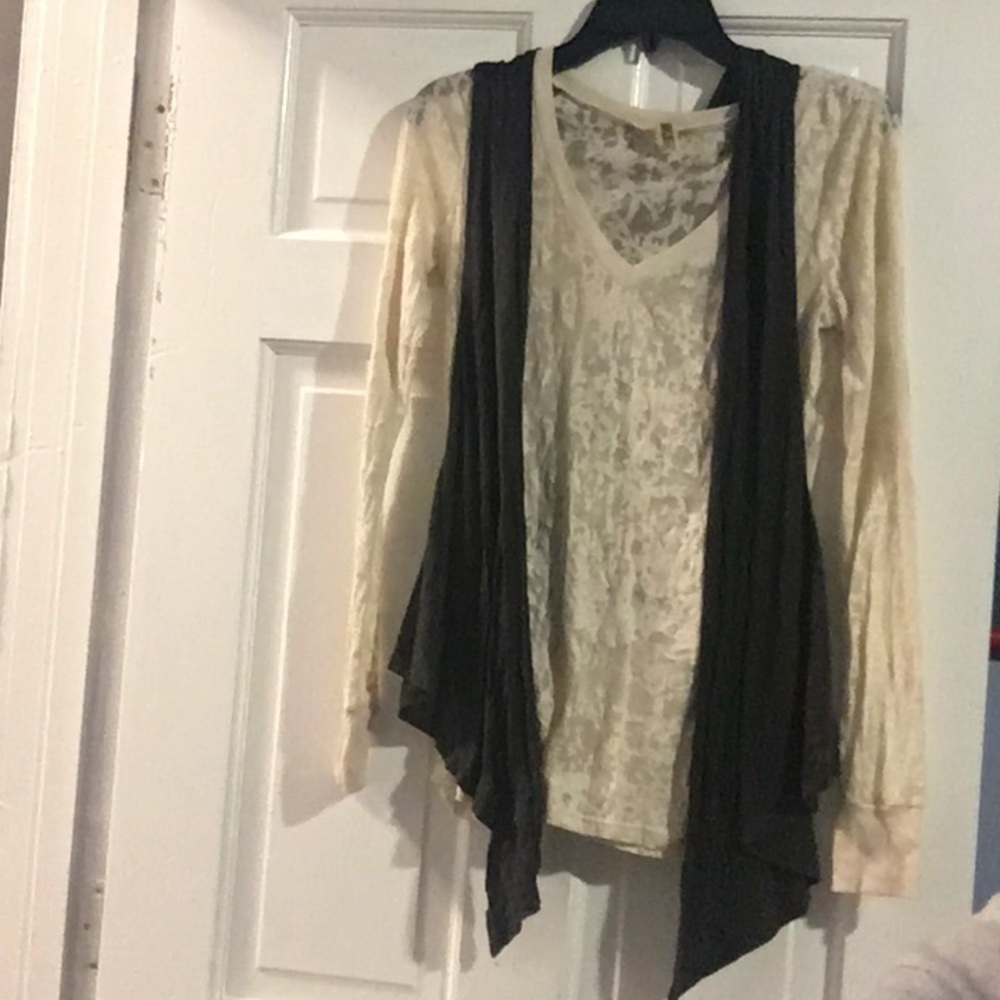 Long sleeve shirt with beaded back vest