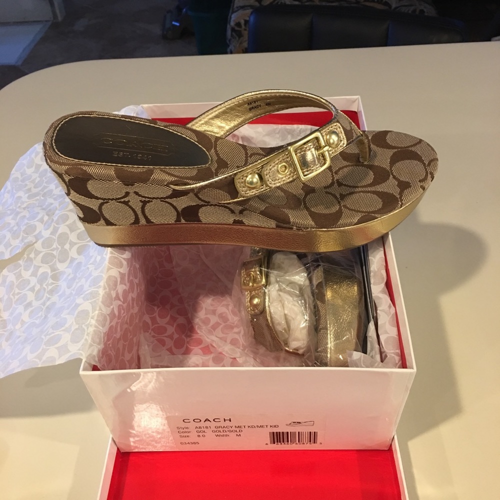 Coach wedges with matching bag sz 8 new