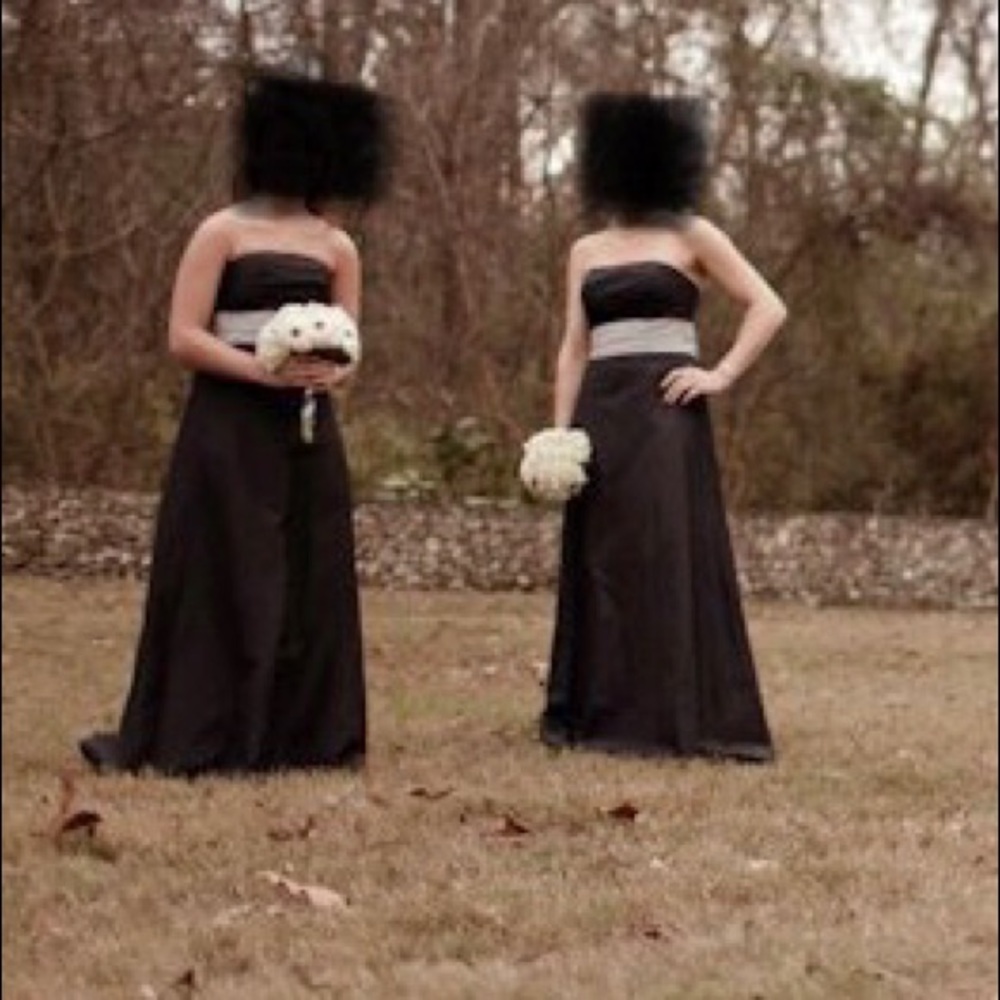 Long black gown w silver sash