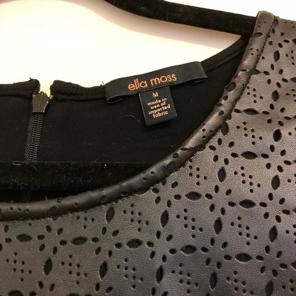 Ella Moss 👗 black laser-cut faux leather dress, M - Picture 3 of 8