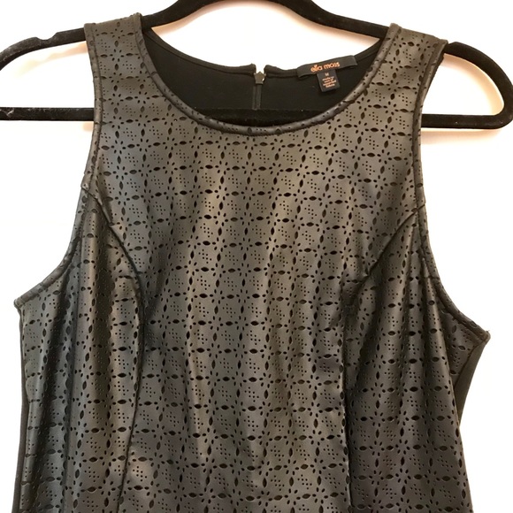 Ella Moss 👗 black laser-cut faux leather dress, M - Picture 4 of 8