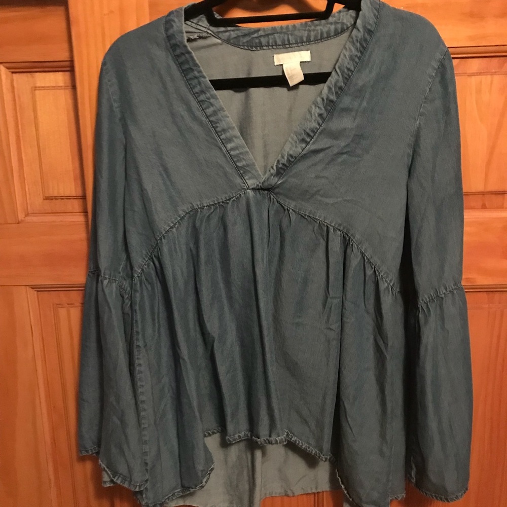 HM conscious denim bell sleeve top