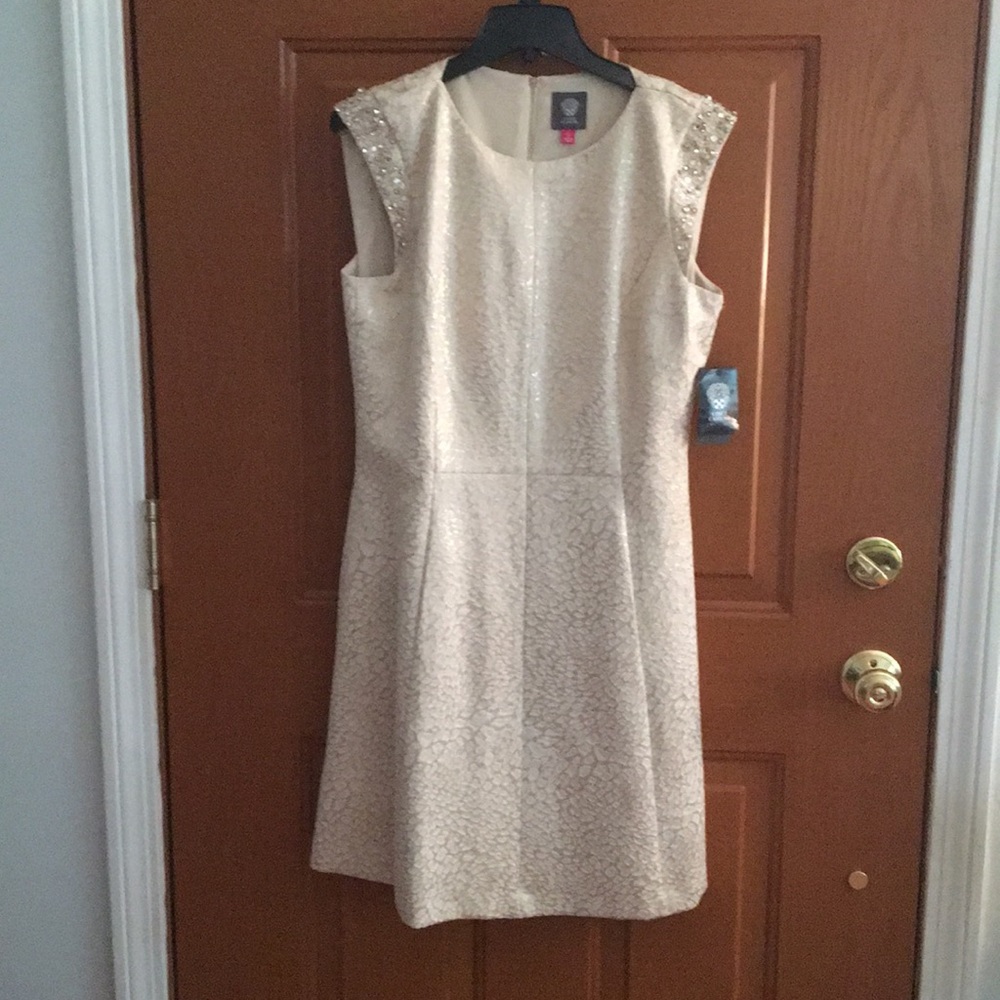 Vince Camuto , cream and gold dress