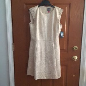 Vince Camuto , cream and gold dress