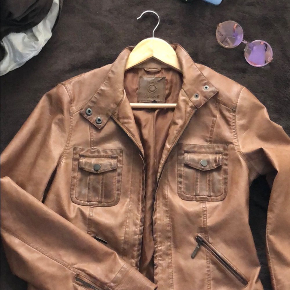 Max Jeans Brown Leather Jacket