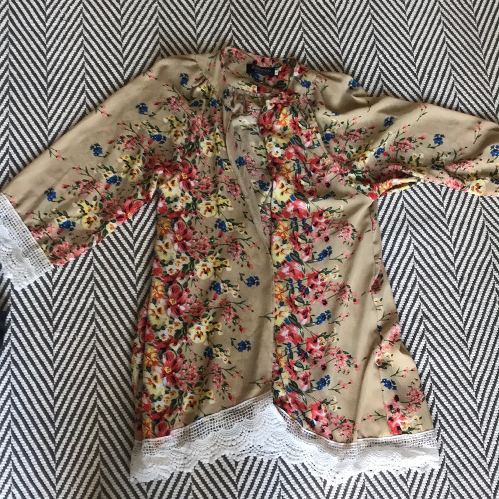 Floral kimono duster jacket