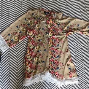 Floral kimono duster jacket