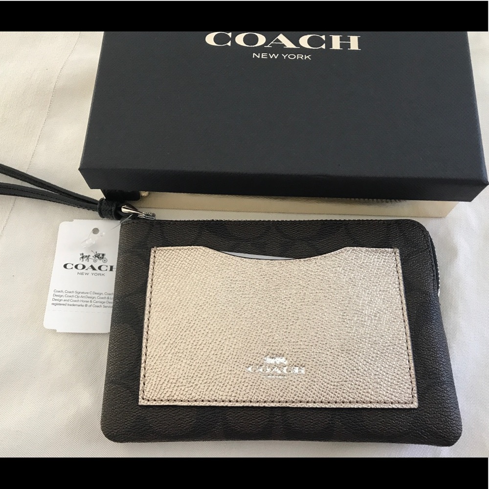 Brand New Coach Corner Zip Wristlet