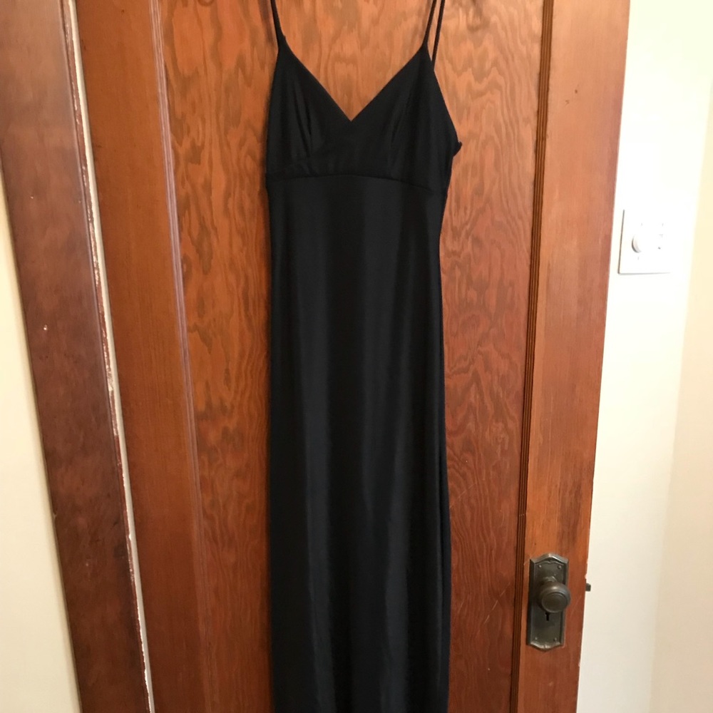*Donating Soon* Long black dress with slit in back
