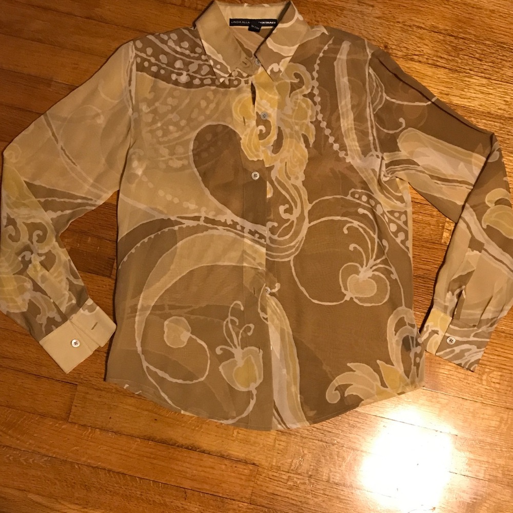 Linda Allard Ellen Tracy 100% silk button up