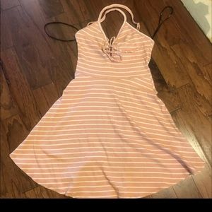 Beige striped spaghetti strap dress (forever 21)