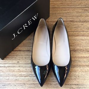J. Crew Black Viv Patent Flats, Size 8